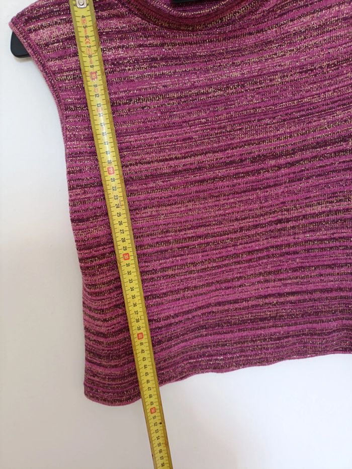 Top sans manches 55 Degrés rayé rose et doré effet métallisé - photo numéro 2