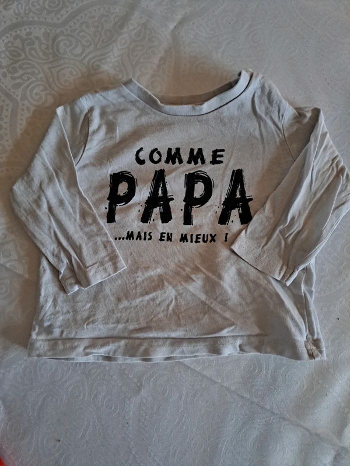 Lot de 4 Tee-shirt manches longues à message Rouge blanc et marine 100%coton 3mois - photo numéro 10