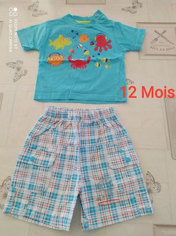 Ensemble t -shirt manches courtes et short 12 mois