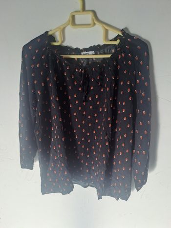 Blouse fluide noir à pois Gemo Taille 44
