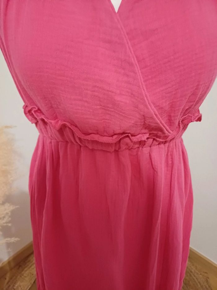 Robe rose longue en gaze de coton neuve Estee Brown taille M/L 38/40 - photo numéro 3