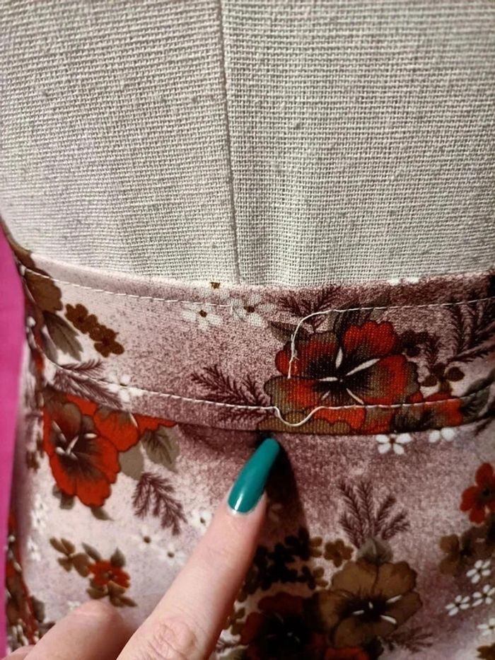 Jupe taille marquée style bohème fleurs vintage années 70 faite main taille 40 - photo numéro 7