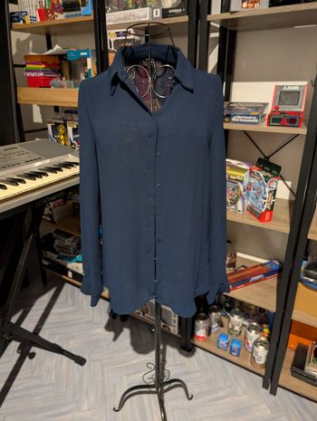 Chemisier Manches Longues Bleu Marine Mango Basics