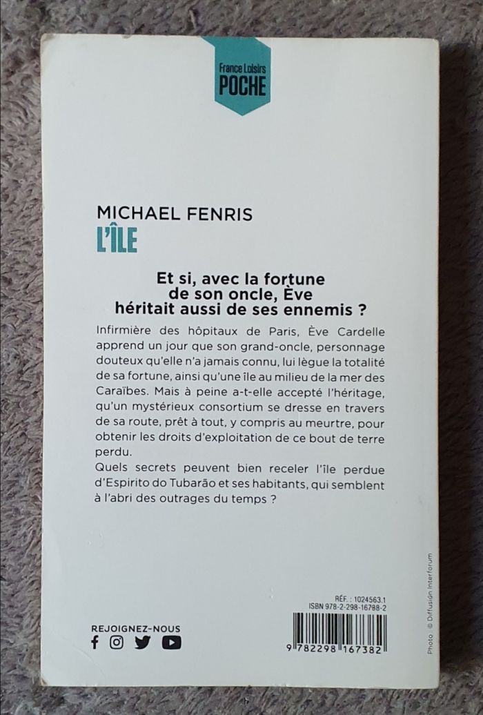Roman Thriller à suspense, format poche, "L'Île" / Michael Fenris aux Éd. France Loisirs Poche - photo numéro 2