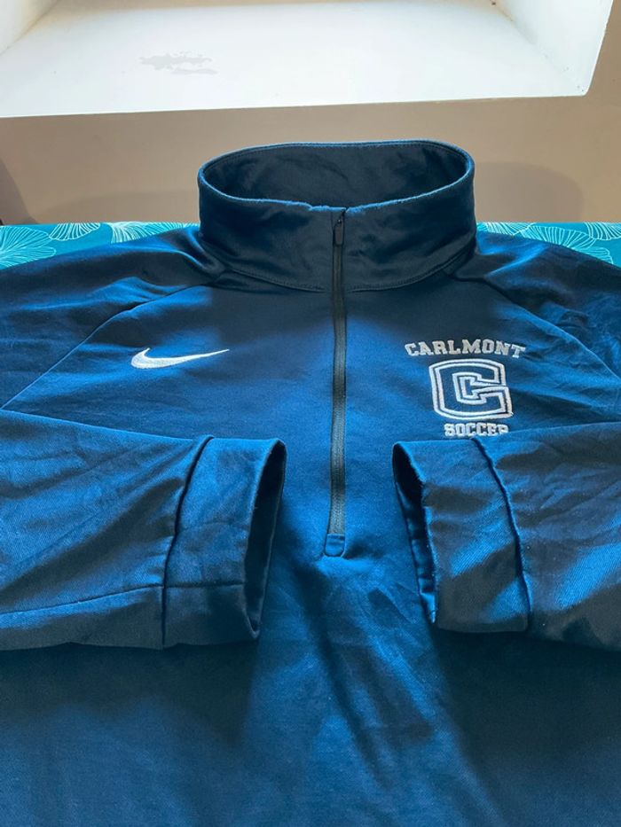Sweat léger 1/4zip pour homme Nike Carlmont Soccer bleu marine taille L 178 - photo numéro 6