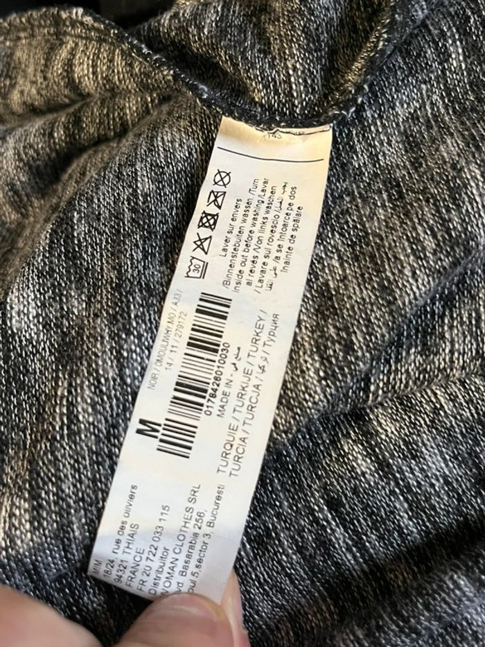 Haut sweat col roulé retombant imprimé - camaïeu de gris - photo numéro 13