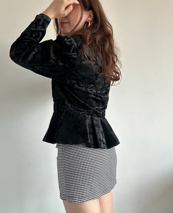 Veste vintage années 80 noire velours taille S - photo numéro 2