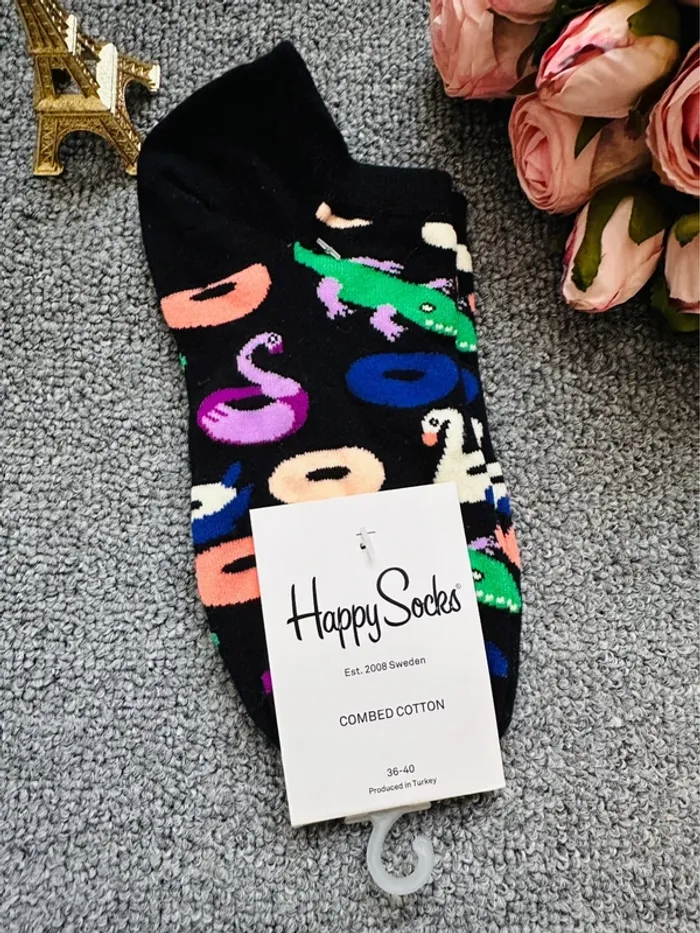🐊 Chaussettes basses Happy Socks – motif piscine crocodile et flamants