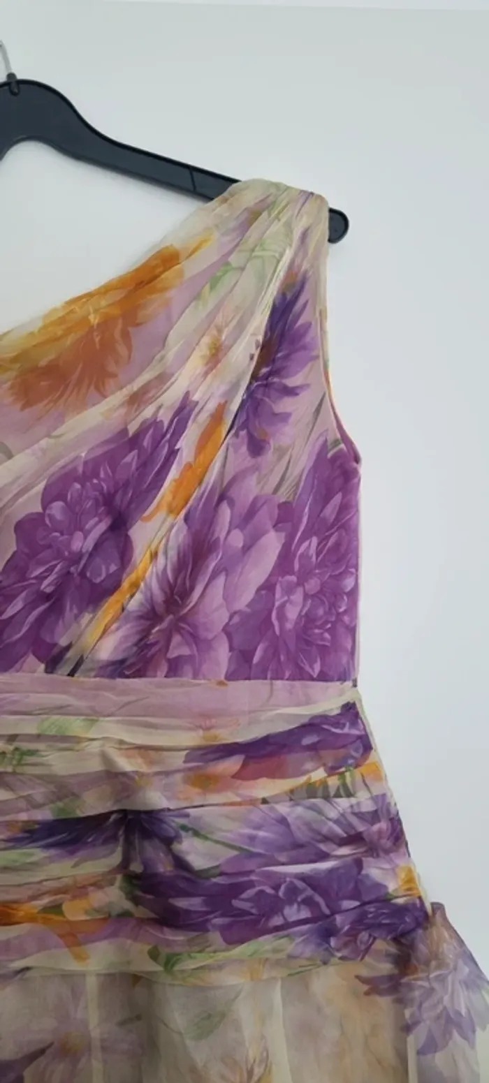 Robe courte asymétrique tulle pastel jaune et violette 40 - photo numéro 7