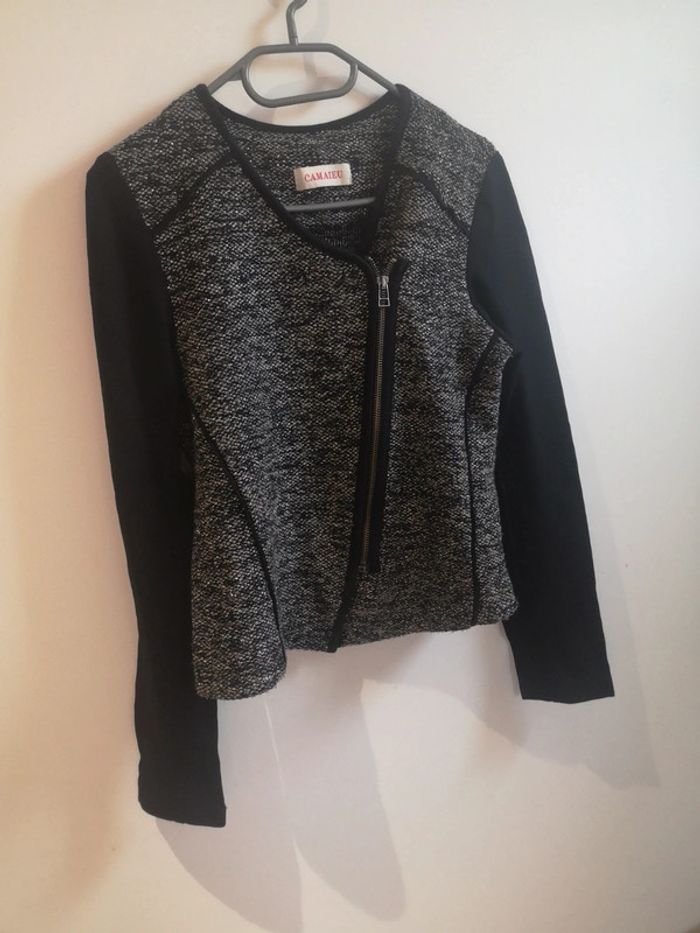 Veste noir brillante camaïeu - photo numéro 2