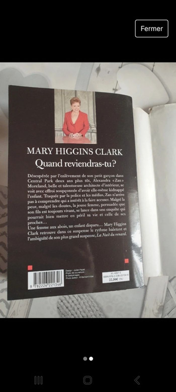 Magnifique livre mary Higgins Clark broché - photo numéro 2