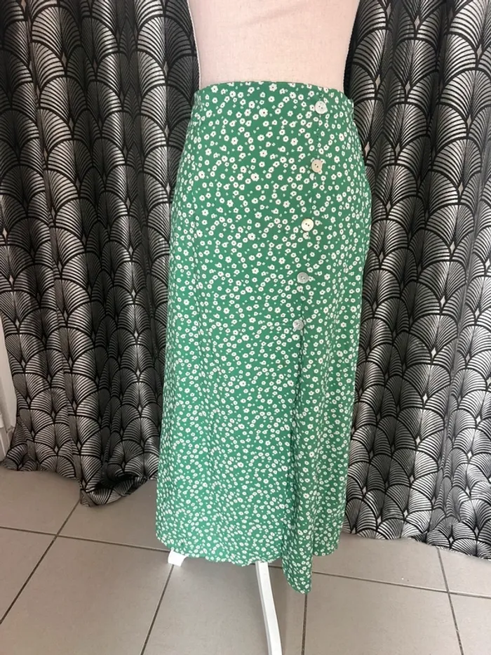 Jupe longue fleurie verte M/L