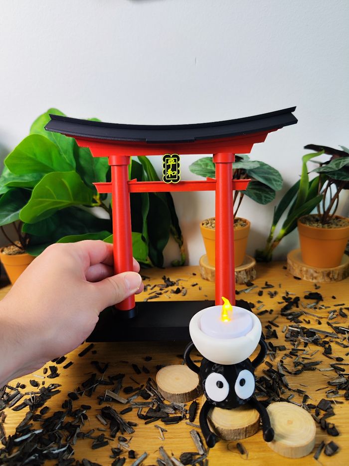 Lot d'un torii et d'une bougeoir Susuwatari Ghibli, studio Ghibli, japon, kodama - photo numéro 4