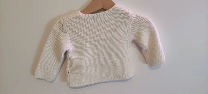 Gilet blanc maille bébé fille Inextenso 1 mois 56cm - photo numéro 2