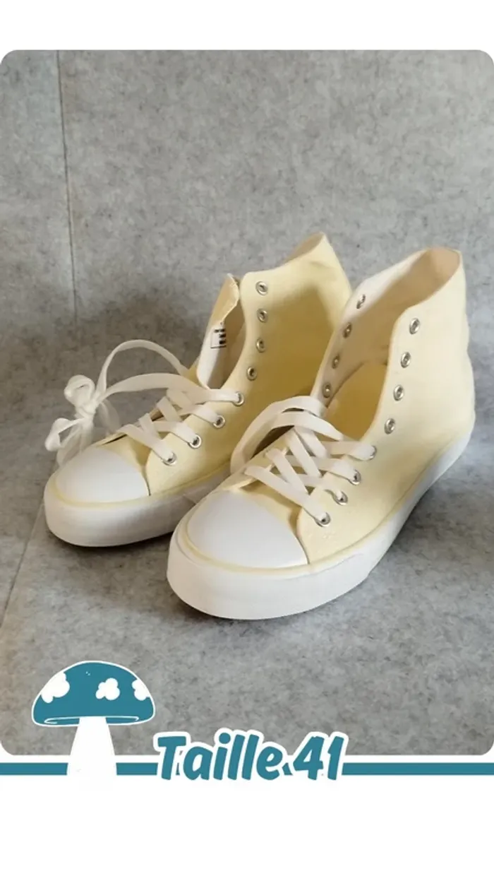 🍄 Baskets toile jaune pastel ▪ taille 41 ▪ neuves