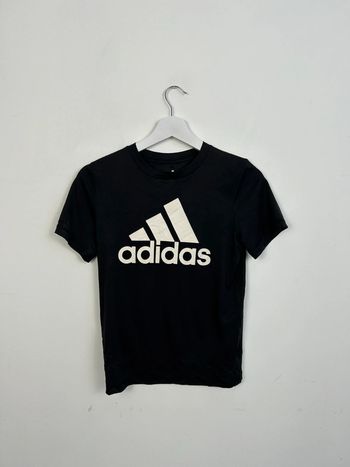 T-shirt Garçon Adidas Noir et Blanc | Taille 8 Ans | Très Bon État | Junior Sport | #TM48