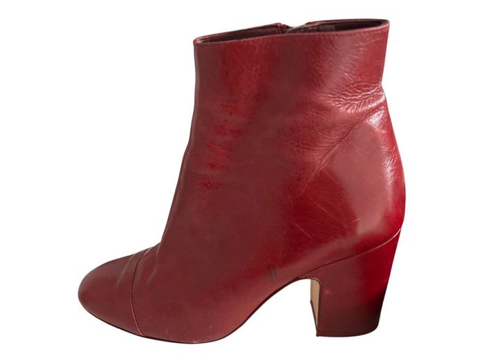 Bottine en cuir rouge Zara à talons carré taille 38