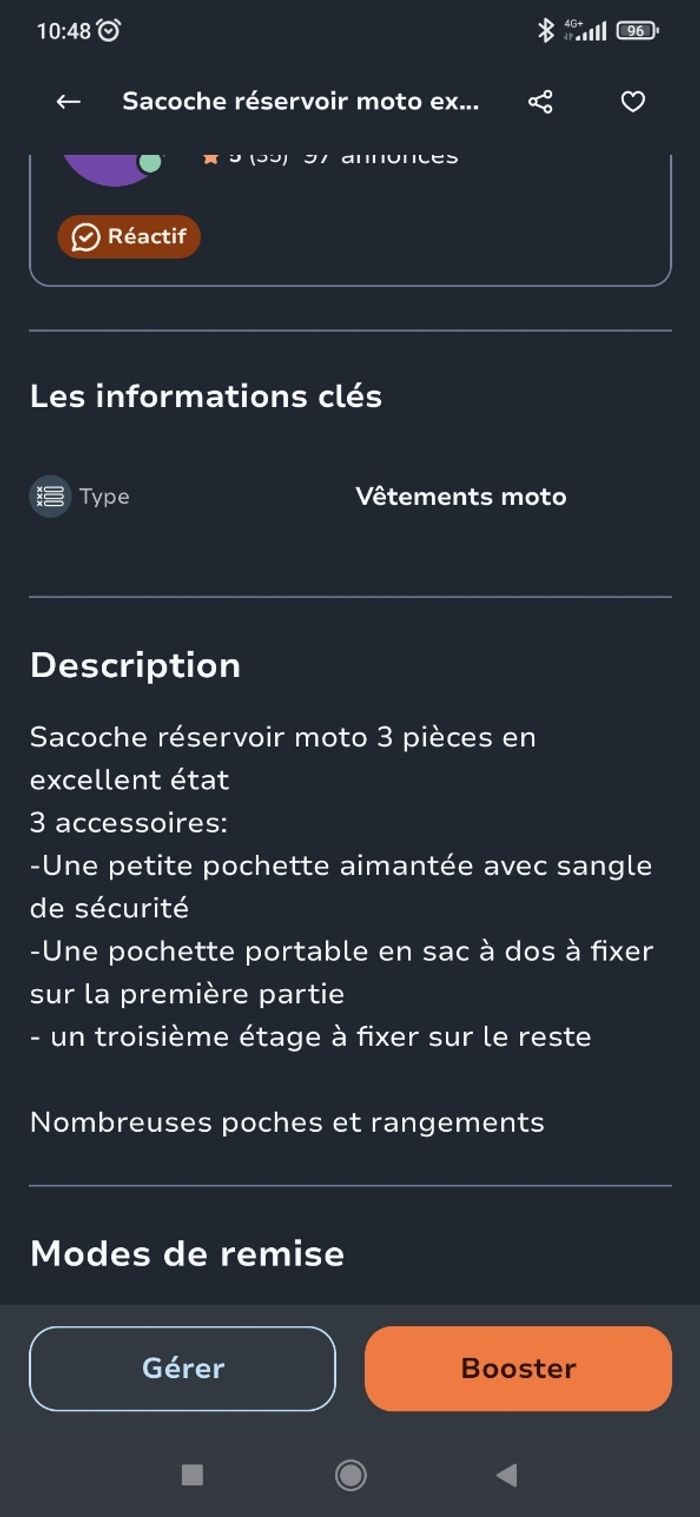 Sacoche réservoir moto excellent état - photo numéro 5