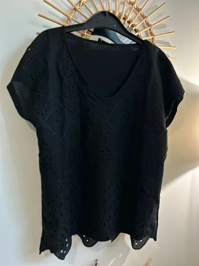 Blouse broderies ajourée à fleurs - photo numéro 2