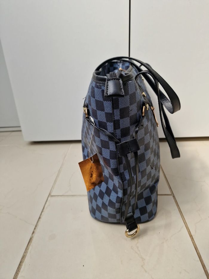 Sac Cabas A Carreaux Noirs Gris Cuir Synthétique - photo numéro 5