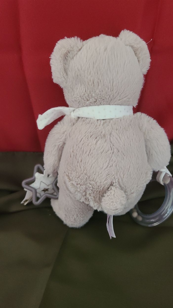 Pommette Peluche d'activité ours beige blanc étoile - photo numéro 2