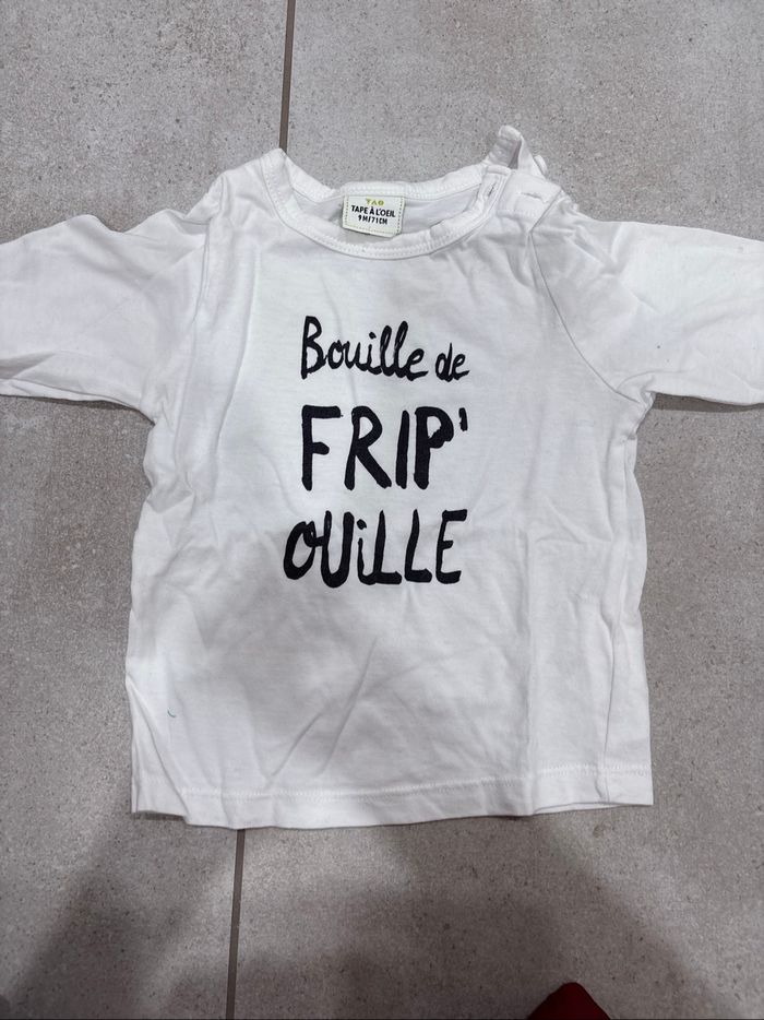 Veste en jean avec bonnet Timberland et t-shirt manche longue bébé taille 9 mois - photo numéro 6