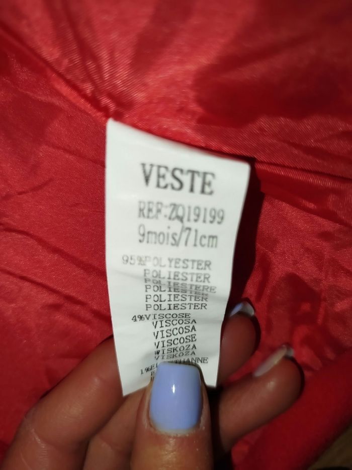 Veste rouge fille 9 mois - photo numéro 4