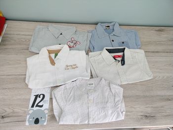Lot de 5 chemises blanches de garçon 12 mois