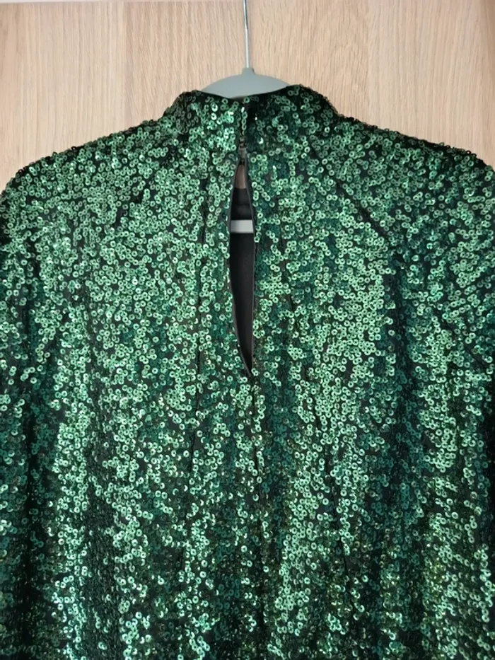 Robe habillé verte en sequins / paillettes neuf H&M- Taille S 36 - photo numéro 5