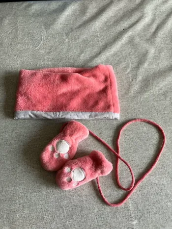 Ensemble cache-cou + gants avec ficelles – 6 mois – Mes Petits Cailloux