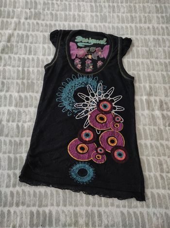 Débardeur noir multicolore dentelle Desigual taille 38