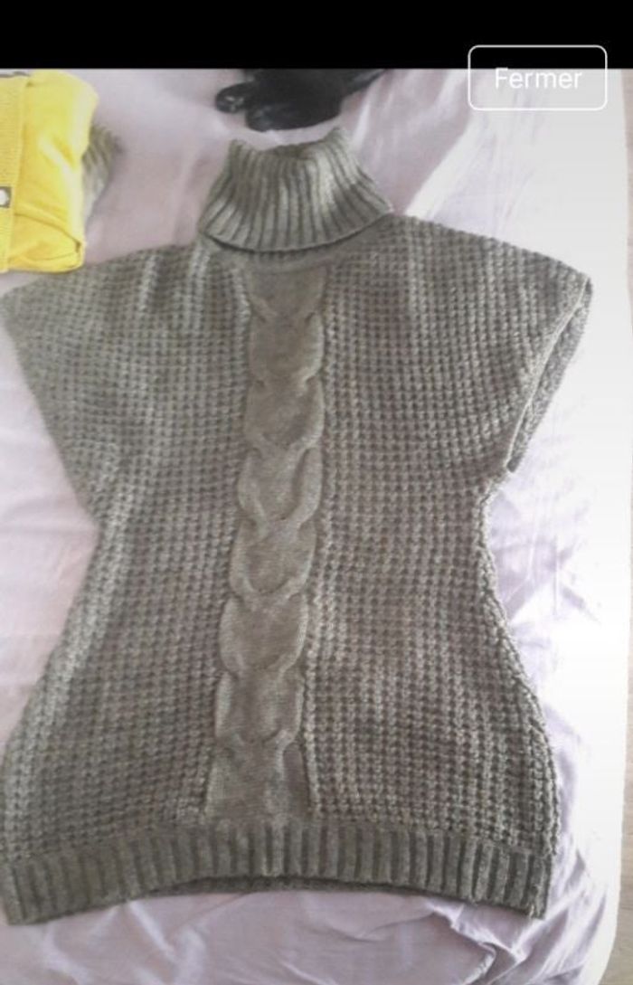 Pull gris col roulé