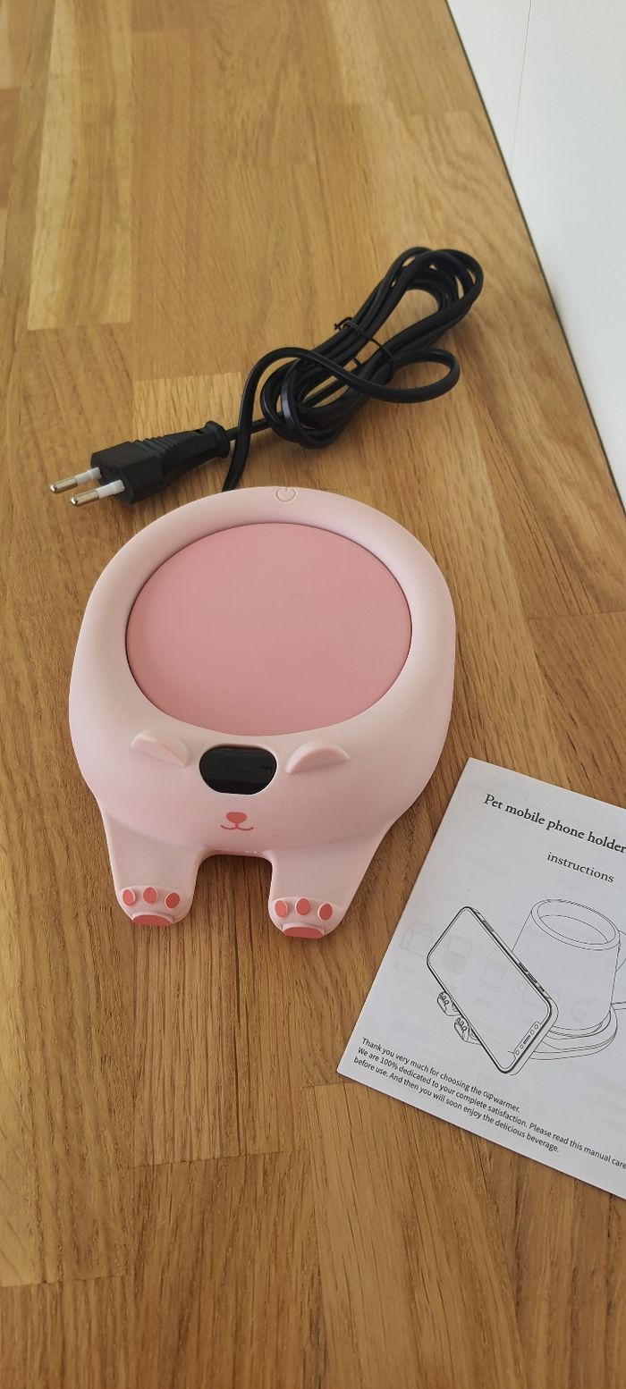 Chauffe tasse design chat- support téléphone
