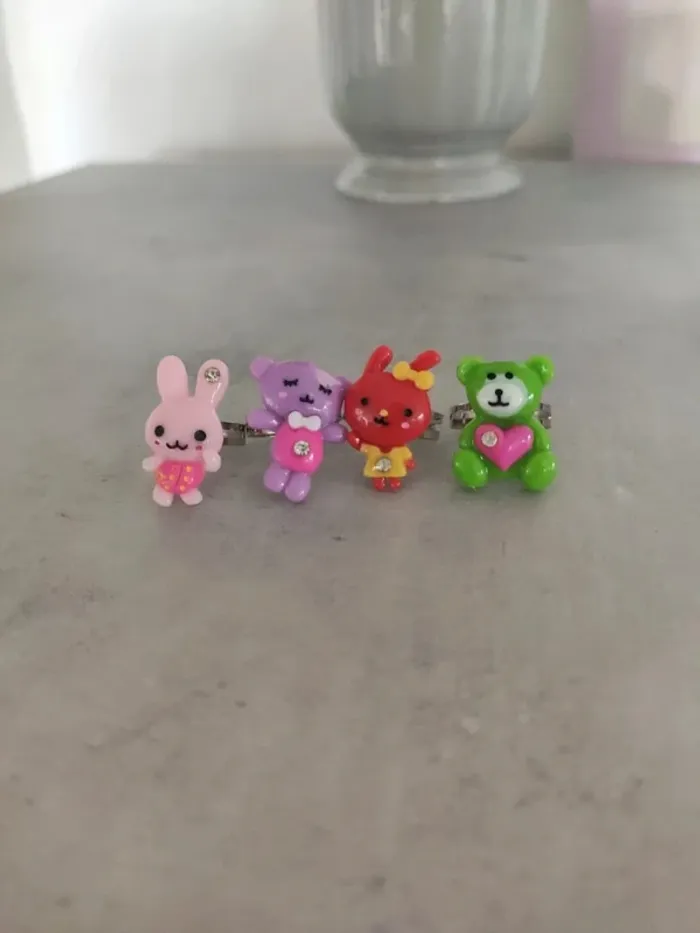 4 bagues kawaii ours souris