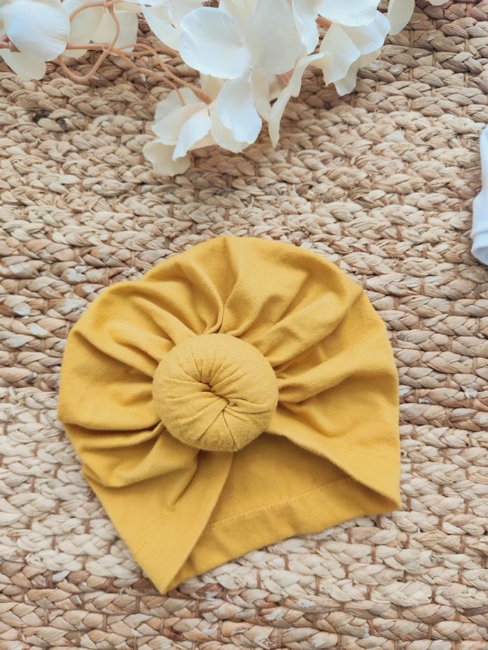 Lot de deux bonnets turbans légers printemps fille 3-6 mois - photo numéro 2