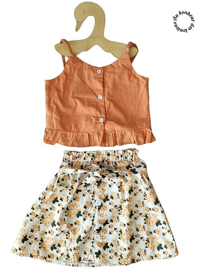 6 ans ensemble été haut et jupe avec ceinture