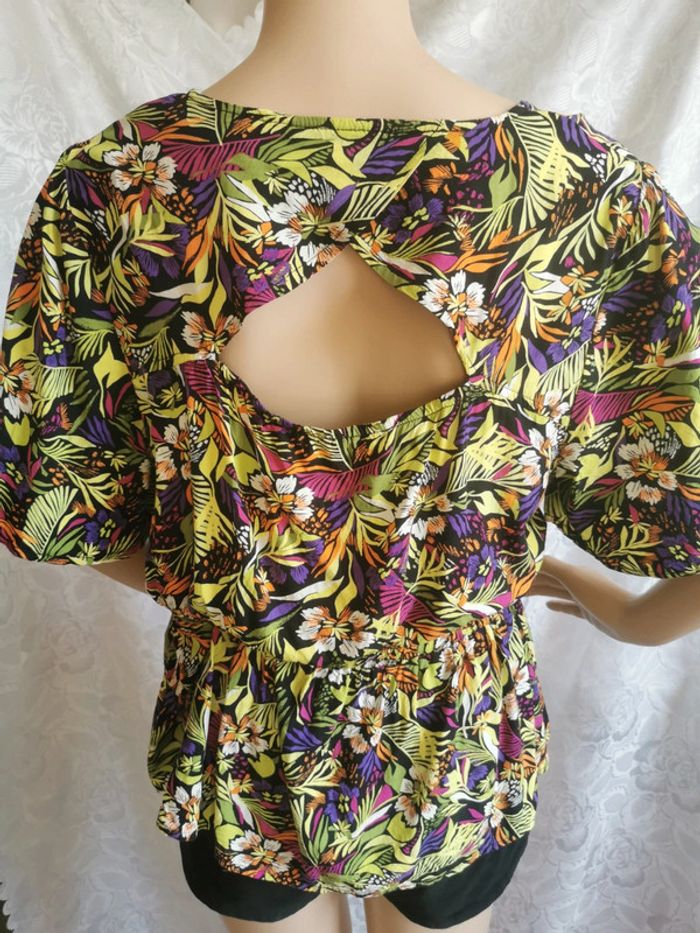 🌴 Top violet-vert anis – Cache Cache – Taille 40 - photo numéro 5