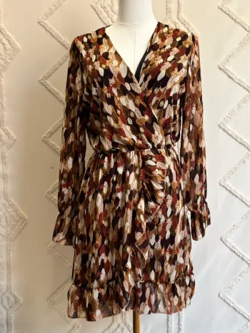 Robe portefeuille automne Flamant Rose – Taille M Stockholm