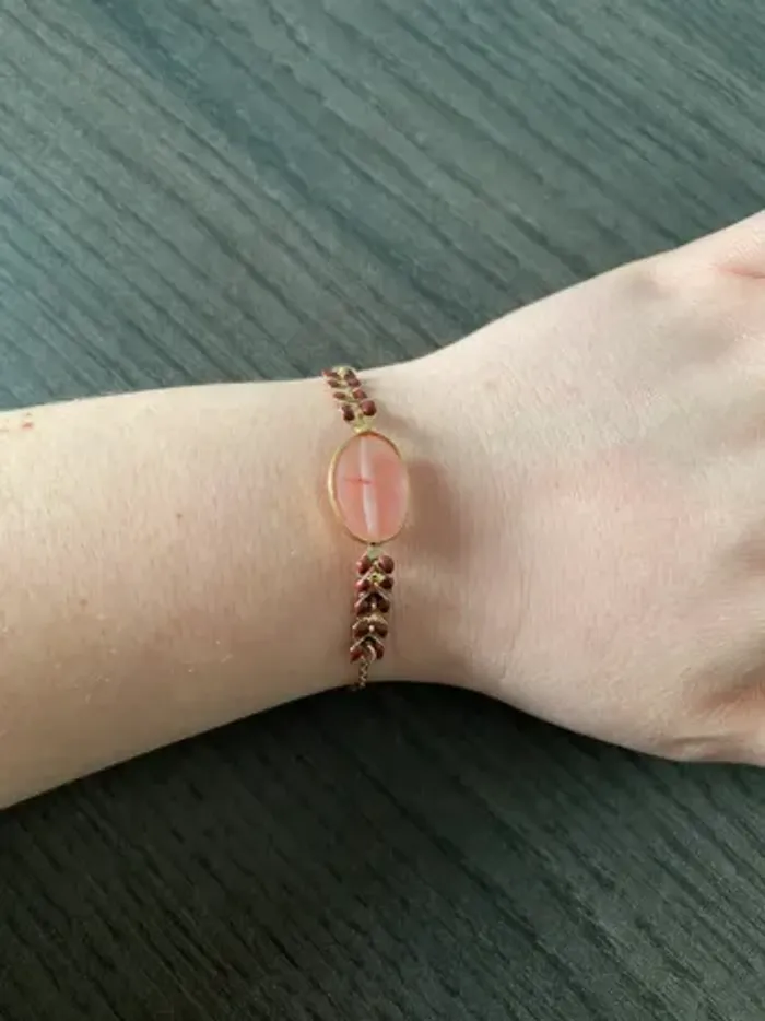 Bracelet pierre rose et prune - photo numéro 3