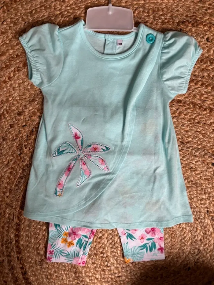 Tenue ensemble 2 pièce tunique legging court 18 mois neuf