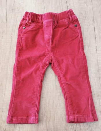 Pantalon slim fille rose framboise velours taille élastique 6 mois Tape à l'oeil