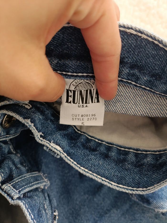 Jean brut taille haute Eunina Usa vintage années 90 coupe droite - photo numéro 5