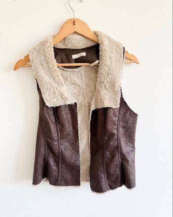 Veste sans manches marron & beige fourrure - Promod taille 36 S - très bon état 