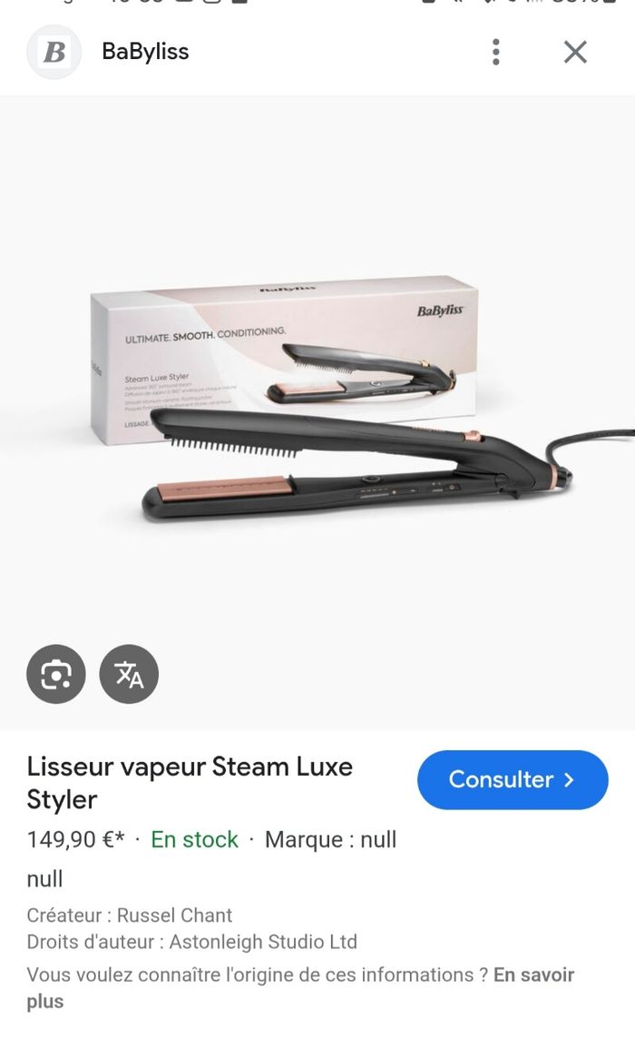 Lisseur babyliss vapeur neuf - photo numéro 8