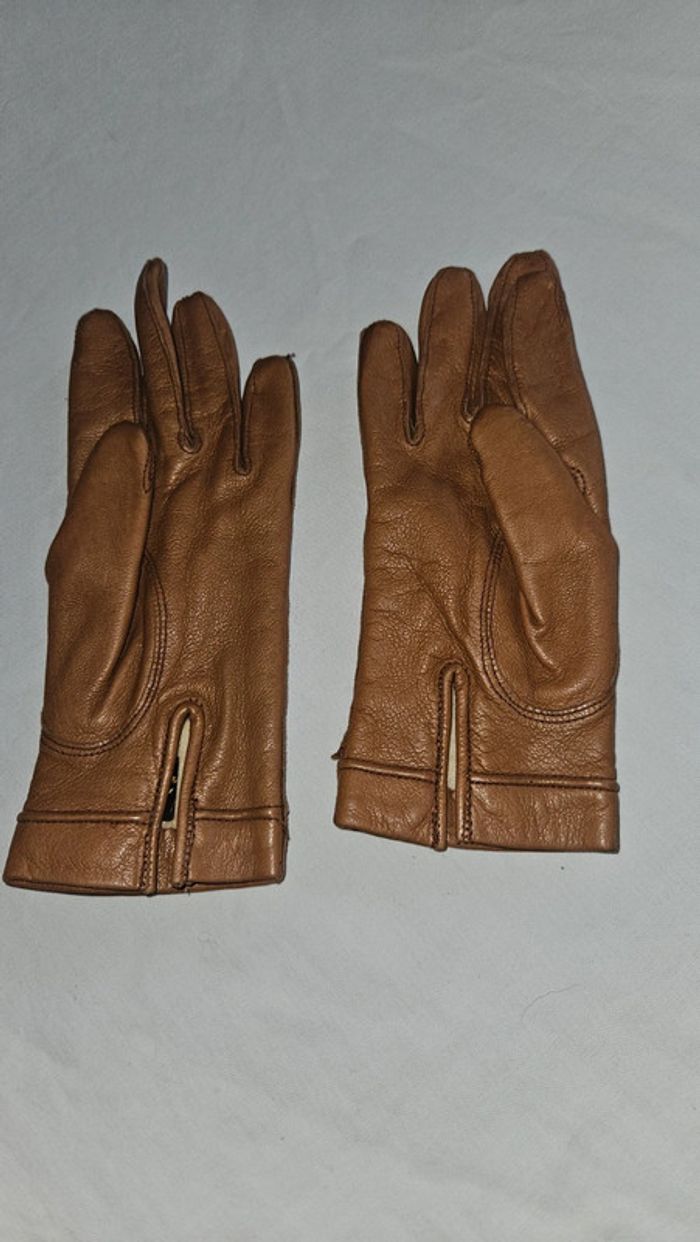 Gants marron cuir ou aspect cuir- petite taille 5 et demi- enfant ou main fine - photo numéro 2