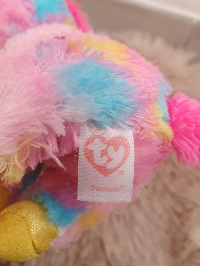 Peluche licorne  rose ty - photo numéro 3
