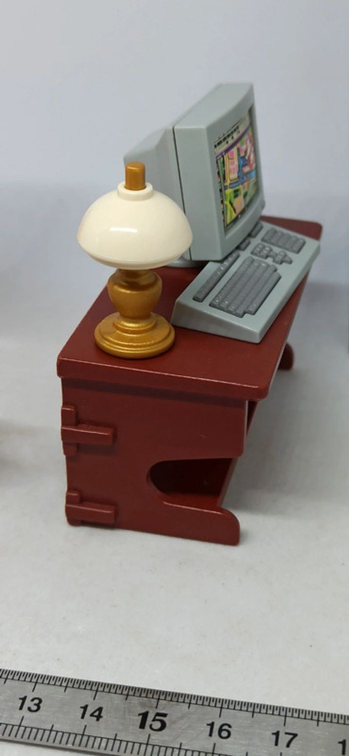Meuble bureau avec ordinateur lampes et chaises playmobil - photo numéro 6