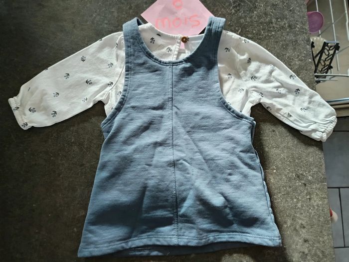 Ensemble robe salopette bleue 6 mois - photo numéro 3