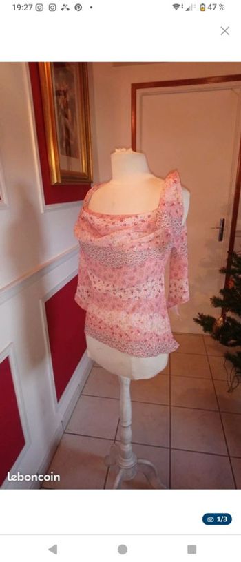 Haut rose soirée ou été t 40