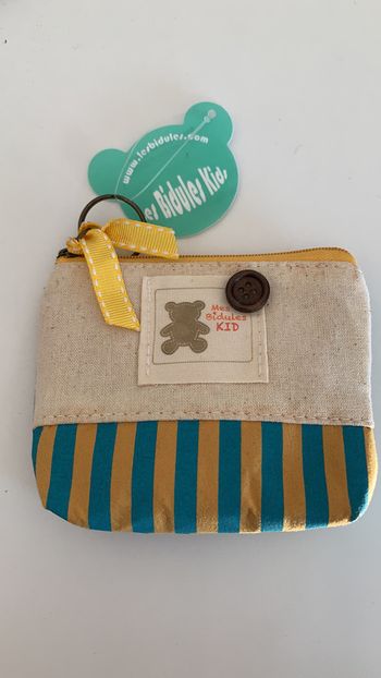 Petit porte-monnaie « Mes bidules KID » moutarde/bleu